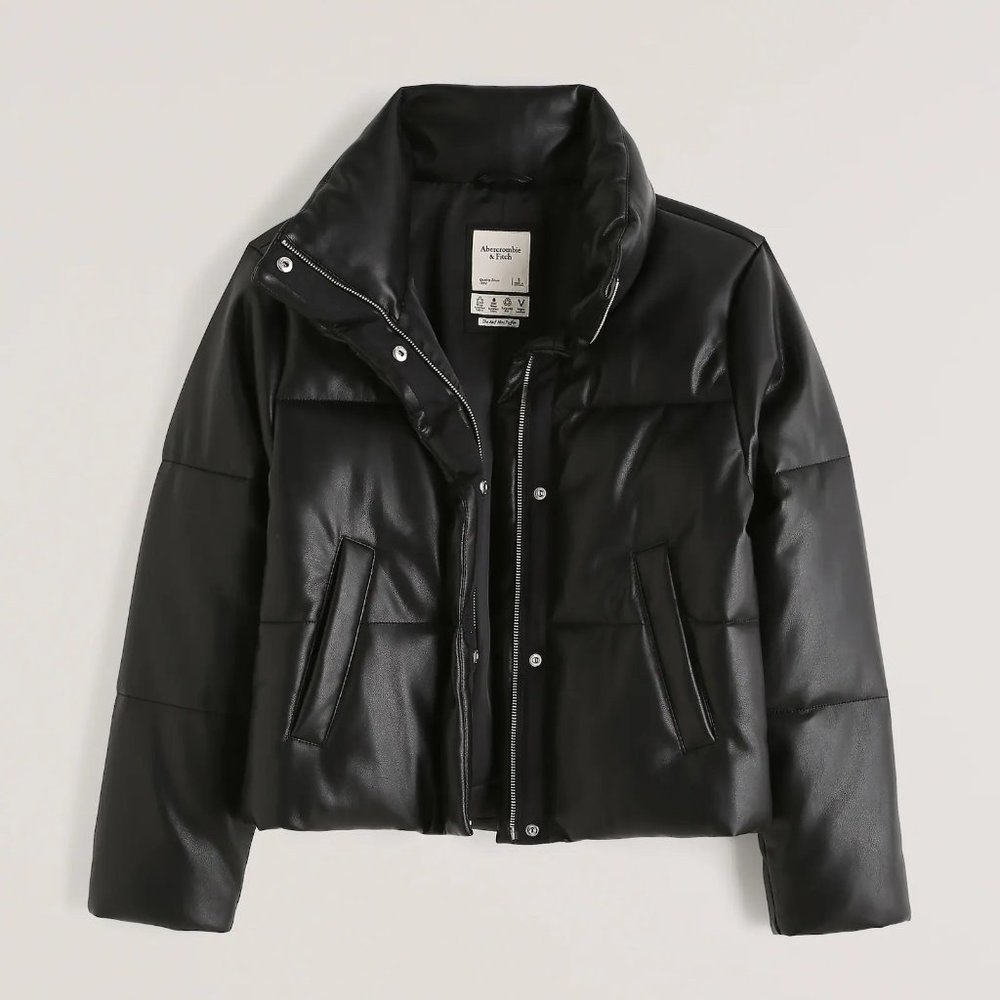 A&F Vegan Leather Mini Puffer